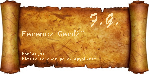 Ferencz Gerő névjegykártya
